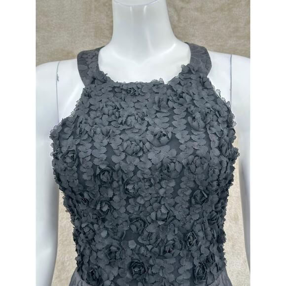 The Odells Anthropologie Dress Womens 6 Black Rosebud Pencil Metallic Floral LBD - Picture 2 of 7